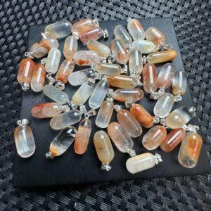 oval shape red rutilated quartz charm pendant