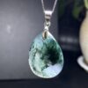 droplet shape green moss agate charm pendant
