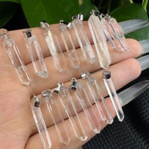 Irregular columnar shape lemurian quartz charm pendant