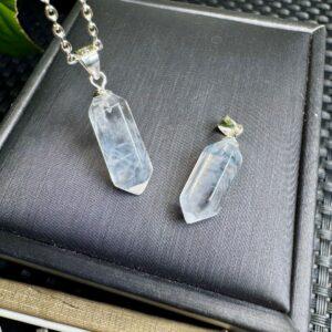 Prism shape Blue Needle Quartz charm pendant
