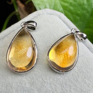 droplet shape Brazilian citrine Bezel charm pendant