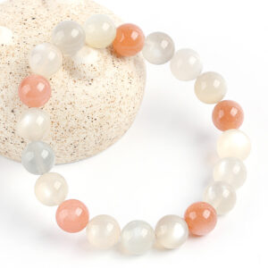 high quality genuine natural colorful moonstone round bead bracelet