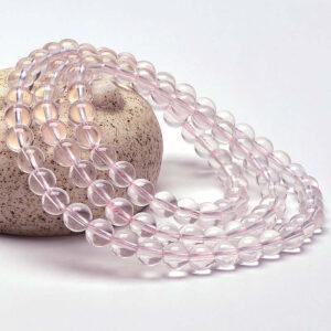 high quality light pink genuine natural Mozambique rose quartz round bead bracelet