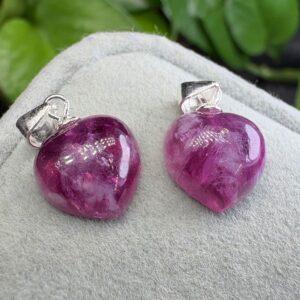 heart shape lepidolite charm pendant