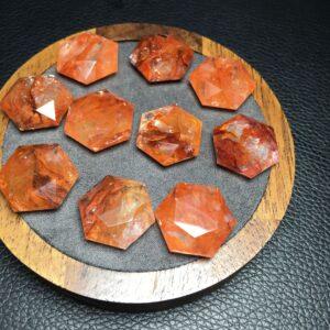 Hexagram shape Red Hematoid Quartz charm pendant