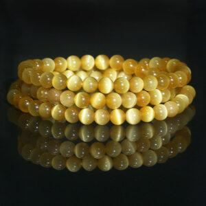 genuine natural golden tiger eye round bead bracelet