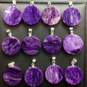 round shape charoite charm pendant