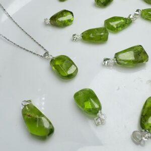 irregular shape olivine charm pendant