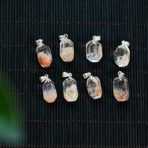 facet surface irregular shape super seven quartz charm pendant