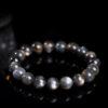5 - 10mm round shape 5A genuine natural black gold sun stone beaded bracelet