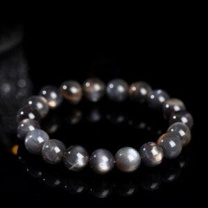 5 - 10mm round shape 5A genuine natural black gold sun stone beaded bracelet