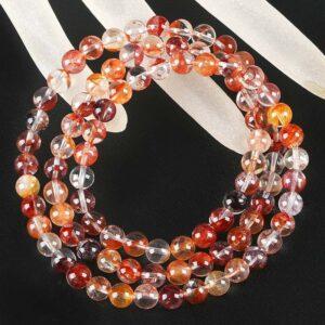 genuine natural Red Hematoid Quartz round bead bracelet