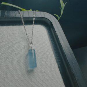cylinder shape aquamarine charm pendant