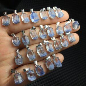 irregular facet dumortierite charm pendant