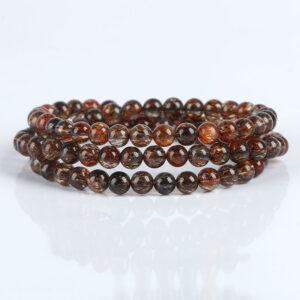 genuine natural Black Gold Super Seven quartz round bead bracelet