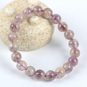 7 - 10mm round shape genuine natural inner crack quartz beaded bracelet