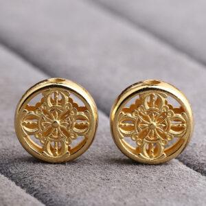 cross flower pattern round shape gild sterling silver bead