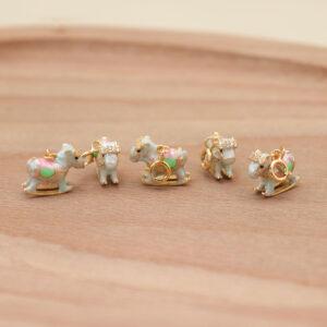 little rocking horse shape gild sterling silver enamel charm