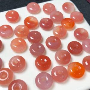 5 pcs donut shape genuine natural pink agate bead