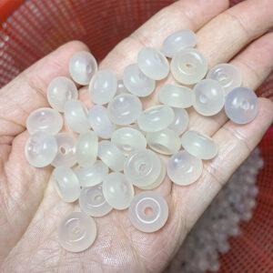 5 pcs rondelle donut shape natural white agate bead