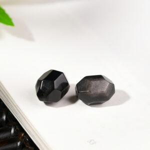 5 pcs facet surface irregular shape natural silver obsidian bead