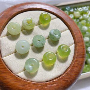5 pcs rondelle donut shape natural serpentine jade bead