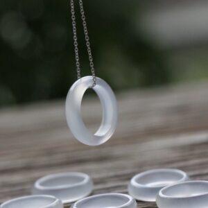 5 pcs jump ring shape natural white agate bead