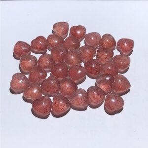 5 pcs heart shape natural strawberry quartz bead