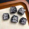 5 pcs pixiu animal head shape natural silver obsidian bead