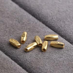 simple facet surface tube shape gild sterling silver bead