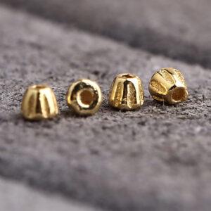 small line pattern tower shape gild sterling silver bead