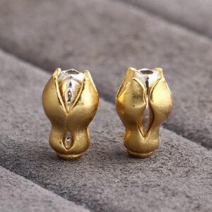 Yulan Magnolia shape gild sterling silver bead