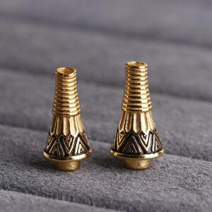 Pagoda tower shape line pattern gild s925 sterling silver bead