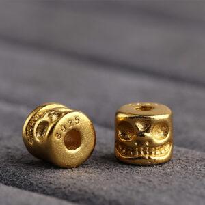 skull shape gild sterling silver bead