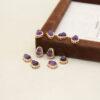 2 pcs gourd shape amethyst gild sterling silver bezel bead
