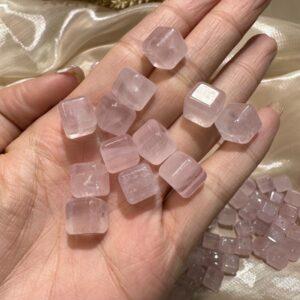 5 pcs cube shape natural rose quartz bead