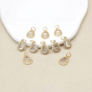 2 pcs gourd shape clear quartz gild sterling silver charm