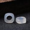5 pcs square ring shape natural white agate bead