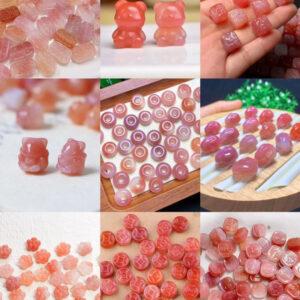 multi flower and animal shapes natural pink agate bead
