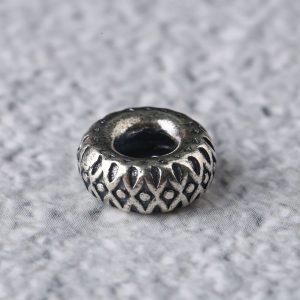 diamond pattern ring shape oxidized sterling silver bead