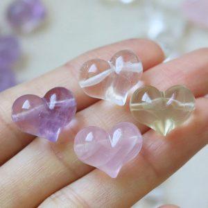 5-piece peach heart shape natural quartz bead