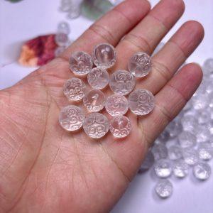10-piece fret pattern round shape natural white hematoid quartz bead