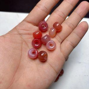 10-piece donut shape natural red agate bead