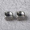 retro line pattern square shape oxidized sterling silver bead