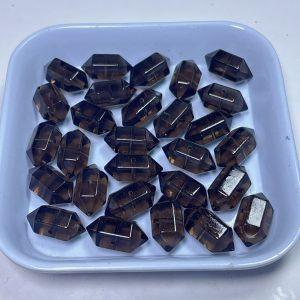 10-piece double-terminated prism shape natural icy obsidian bead