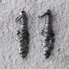 Indian Meteorite Spear shape oxidized sterling silver charm pendant