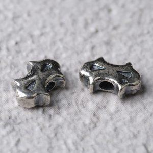fox head shape oxidized sterling silver bead