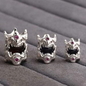 Fierce monster shape sterling silver bead