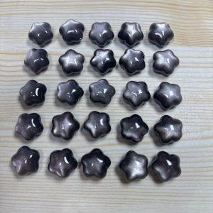 10-piece fat star shape natural silver obsidian bead
