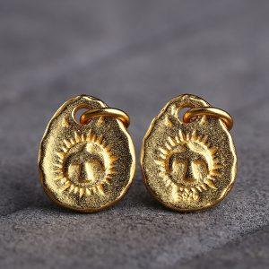 eagle pattern oval shape gild sterling silver charm